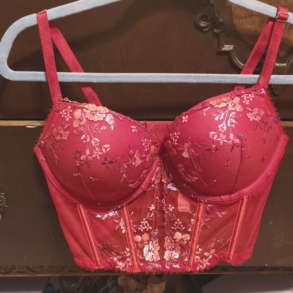 Victoria secret Push-Up Floral Embroidery Corset Top